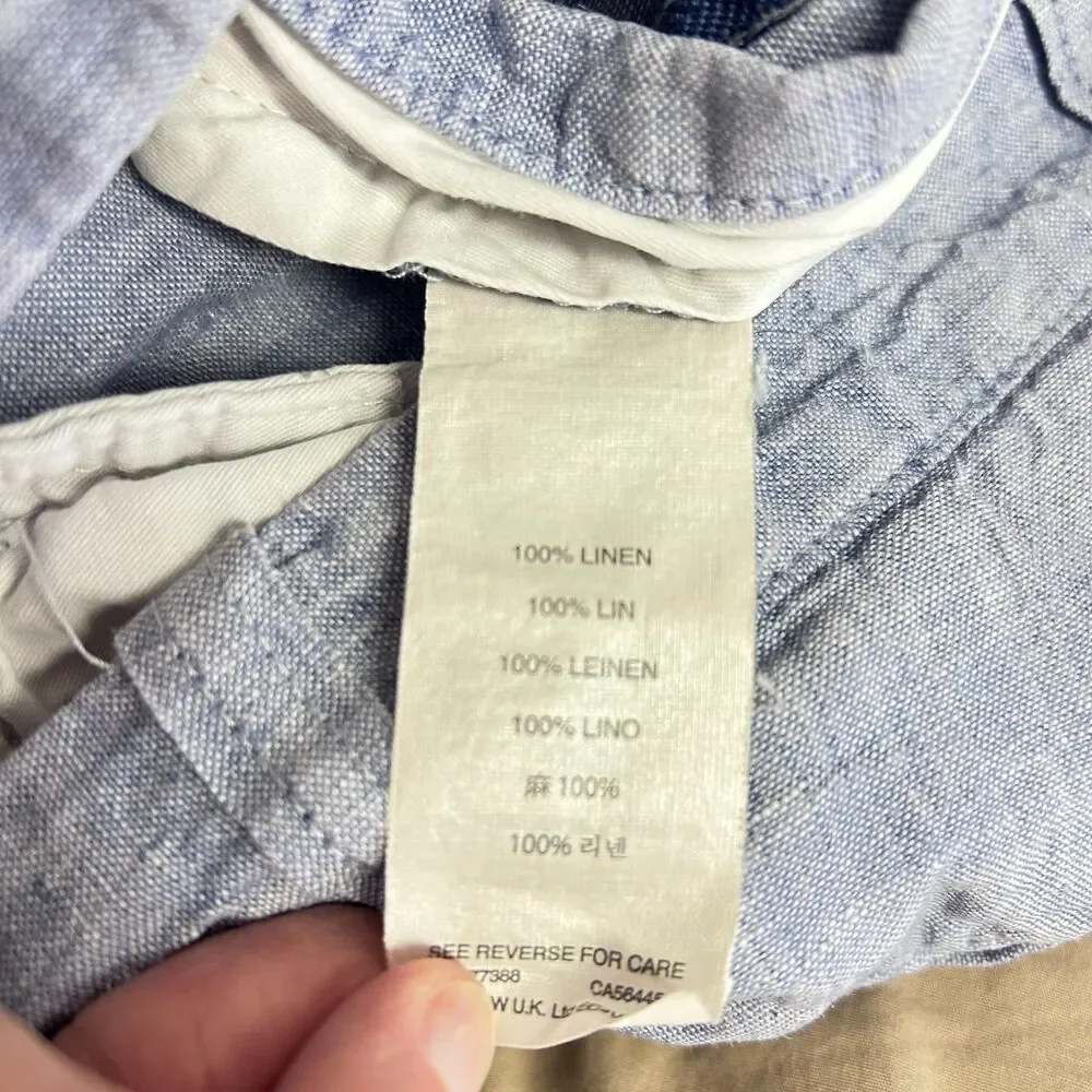 J. Crew Baird McNutt Men's Stanton Blue Linen Flat Front Shorts Size 35